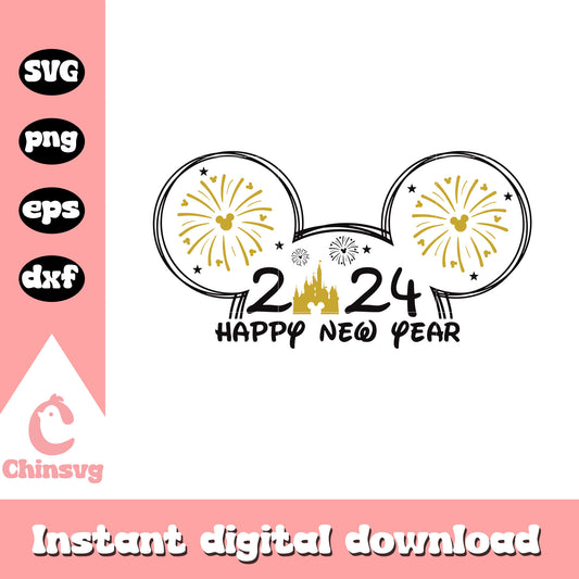 Mickey ears 2024 happy new year svg, mickey ears svg, happy new year svg