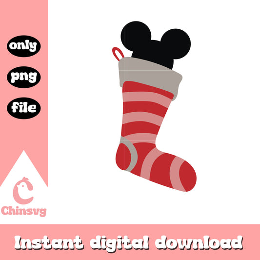 Mickey ears christmas sock png, disney mickey christmas ears​ png