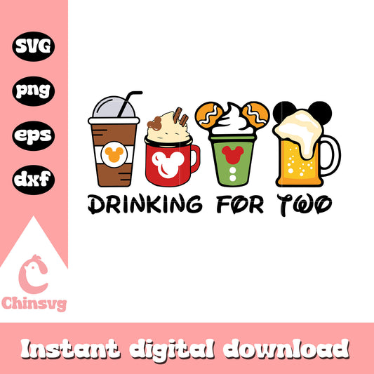 Mickey ears drinking for two svg, Mickey ears svg, disney svg