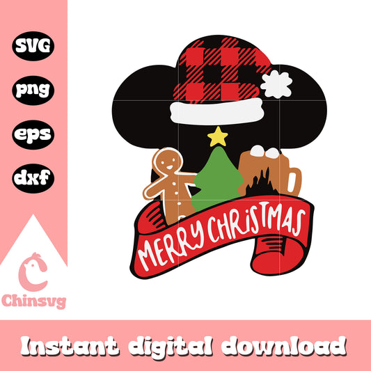 Mickey ears merry christmas design svg, mickey ears christmas​ svg