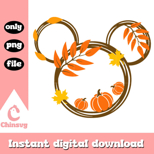 Mickey ear with pumpkin autumn vibes png, walt disney world png
