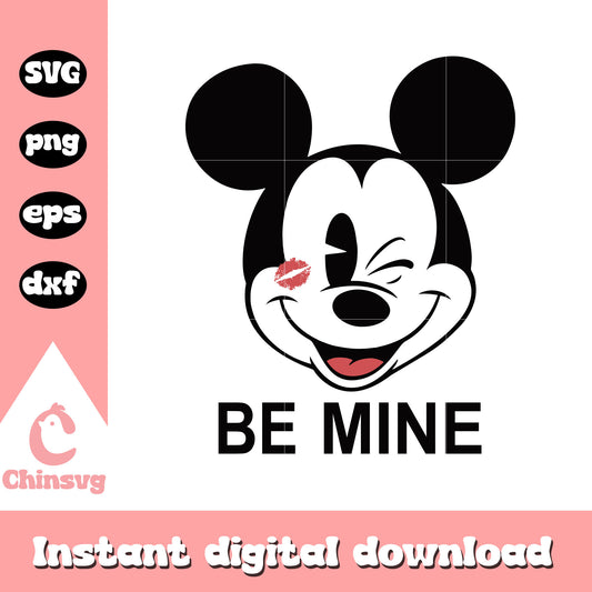 Mickey face be mine valentine svg, mickey mouse character svg