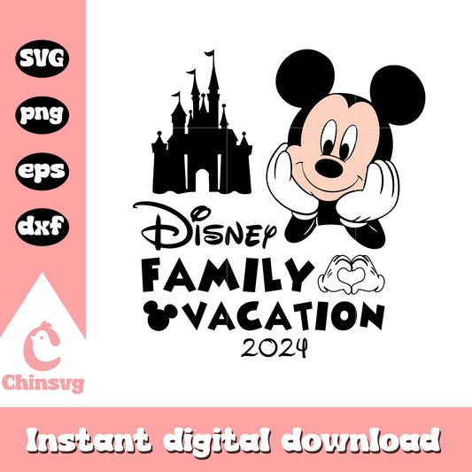 Mickey face disney family vacation 2024 svg, disney castle svg