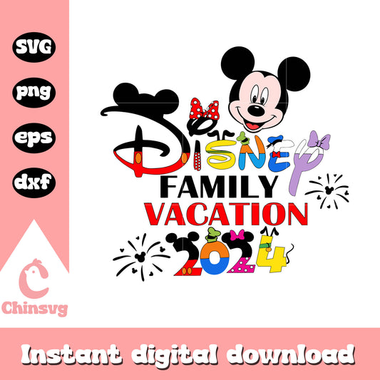 Mickey face disney family vacation 2024 svg, mickey face svg