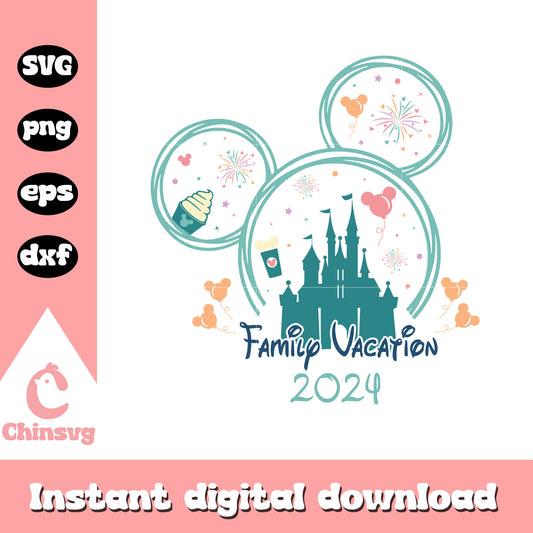 Mickey family vacation 2024 design svg, mickey mouse head svg