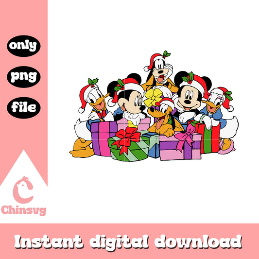 Mickey friends and christmas present png, christmas mickey and friends​ png