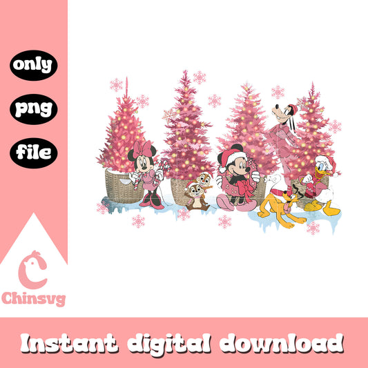 Mickey friends chip dale pink christmas png, happy christmas png