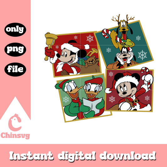 Mickey friends christmas snow design png, mickey and friends png