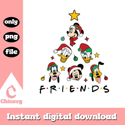 Mickey friends christmas star tree design png, days xmas png