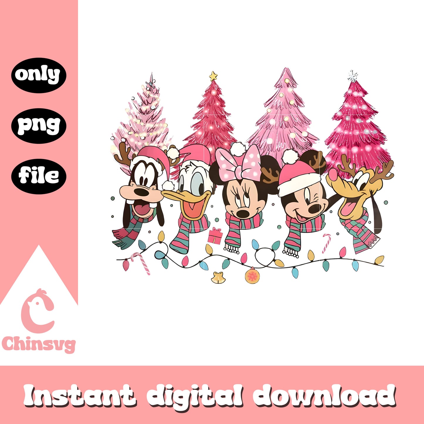 Mickey friends face christmas trees light png, disney face png