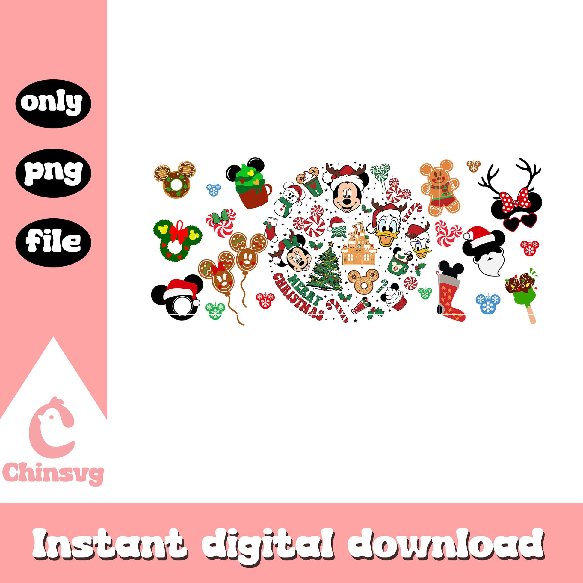 Mickey friends faces christmas ornaments png, happy x mas png