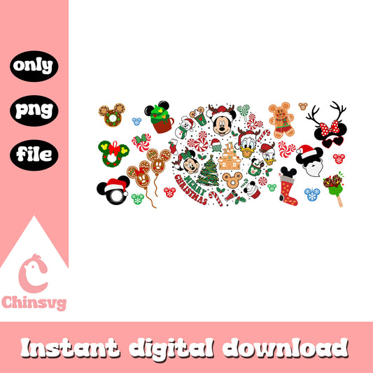 Mickey friends faces christmas ornaments png, happy x mas png