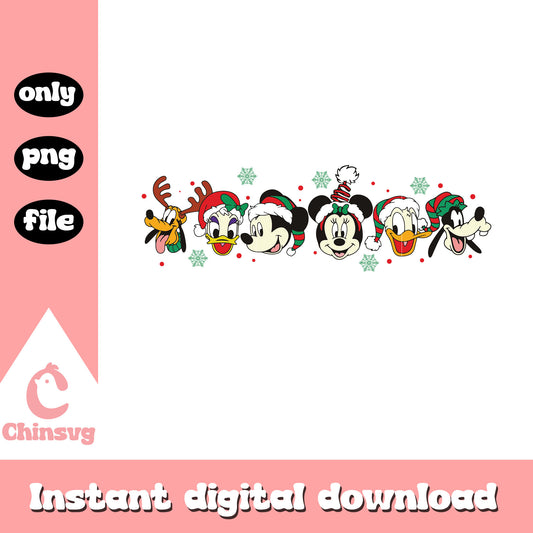 Mickey friends head christmas snow design, mickey and friends christmas png