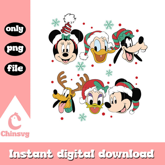 Mickey friends head santa hat png, mickey and friends christmas​ png