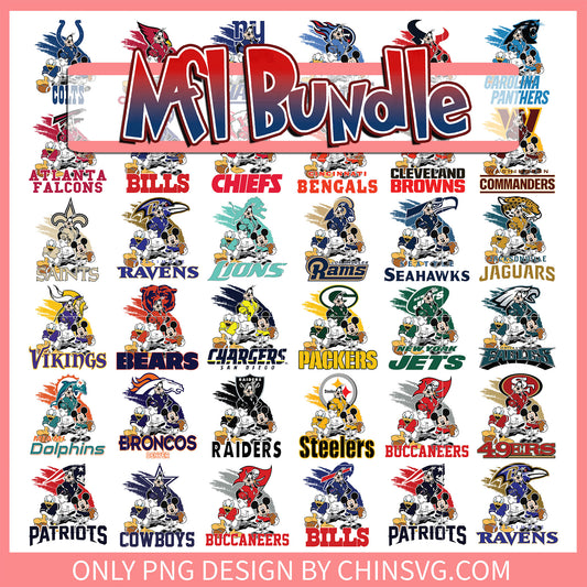 Mickey friends nfl design bundle png, mickey and friends png, nfl teams png