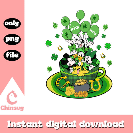 Mickey friends tea cup irish lucky png, saint patrick day png