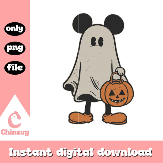 Mickey ghost trick or treat png, halloween candy png