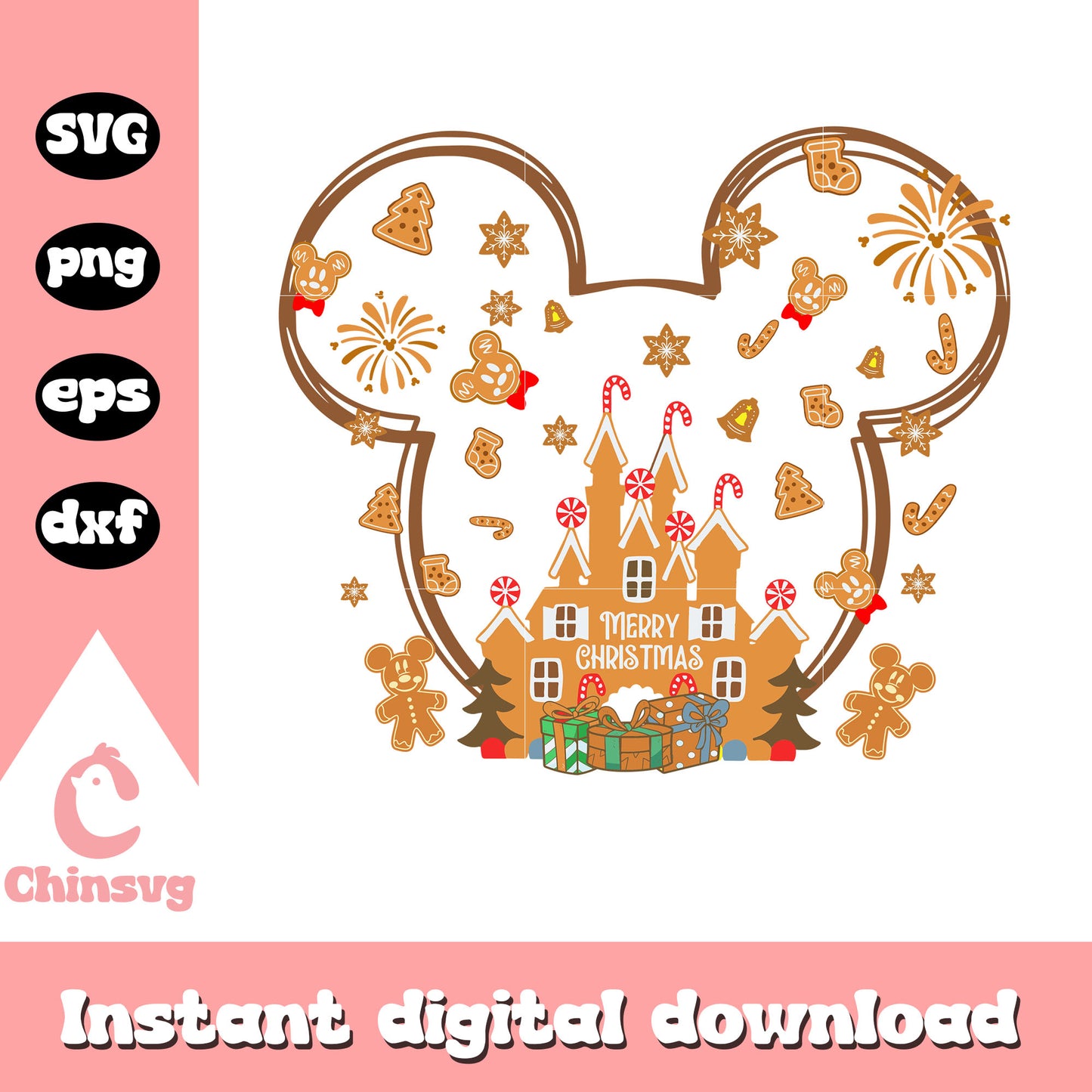 Mickey gingerbread castle svg, gingerbread house svg