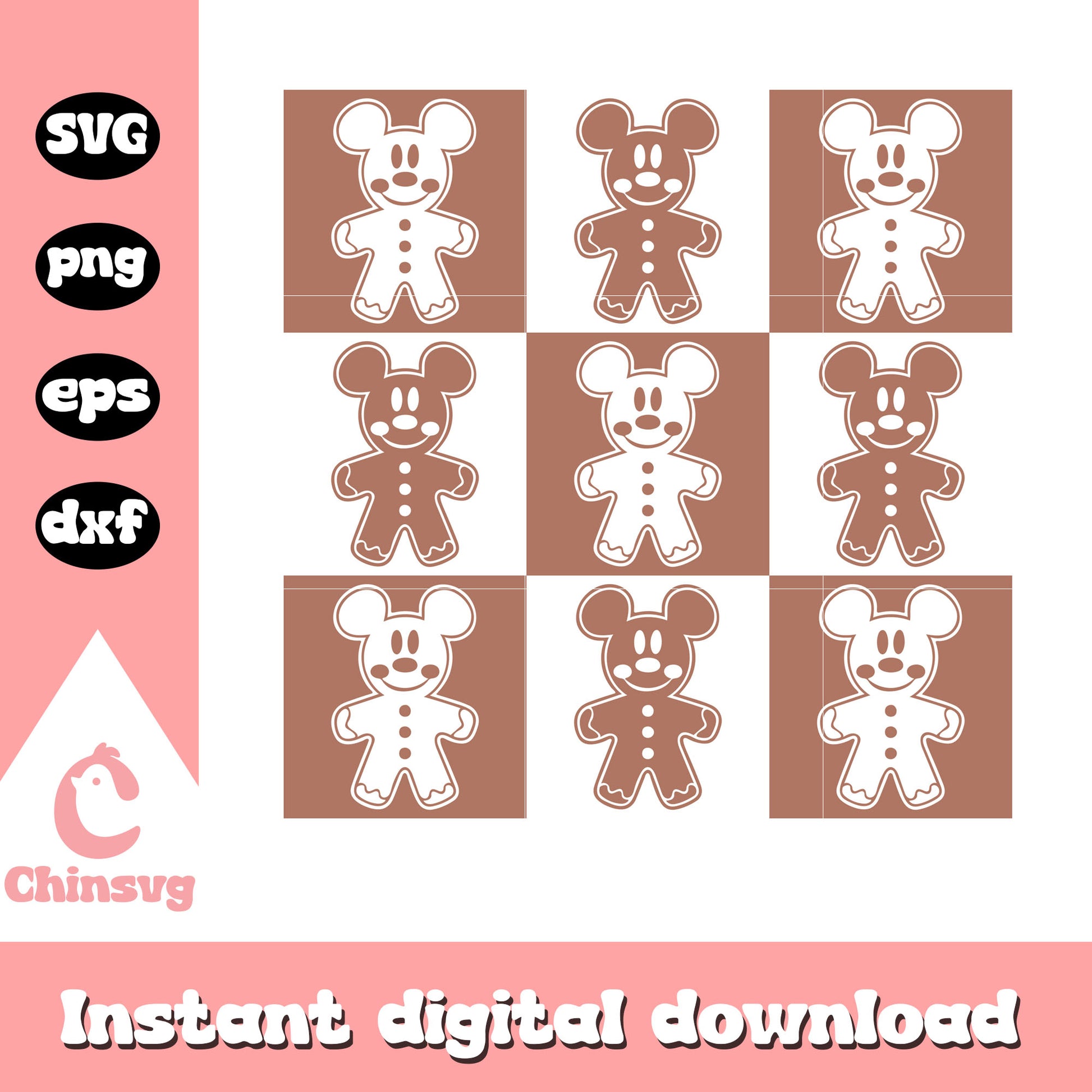 Mickey gingerbread design svg, gingerbread man svg