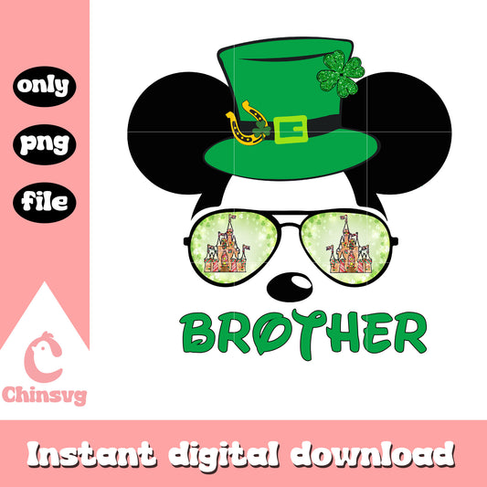 Mickey glasses castle brother png, happy saint patricks day png