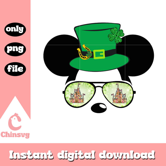 Mickey glasses castle patrick png, happy saint patricks day png