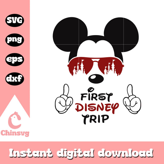 Mickey glasses first disney trip design svg, mickey face svg