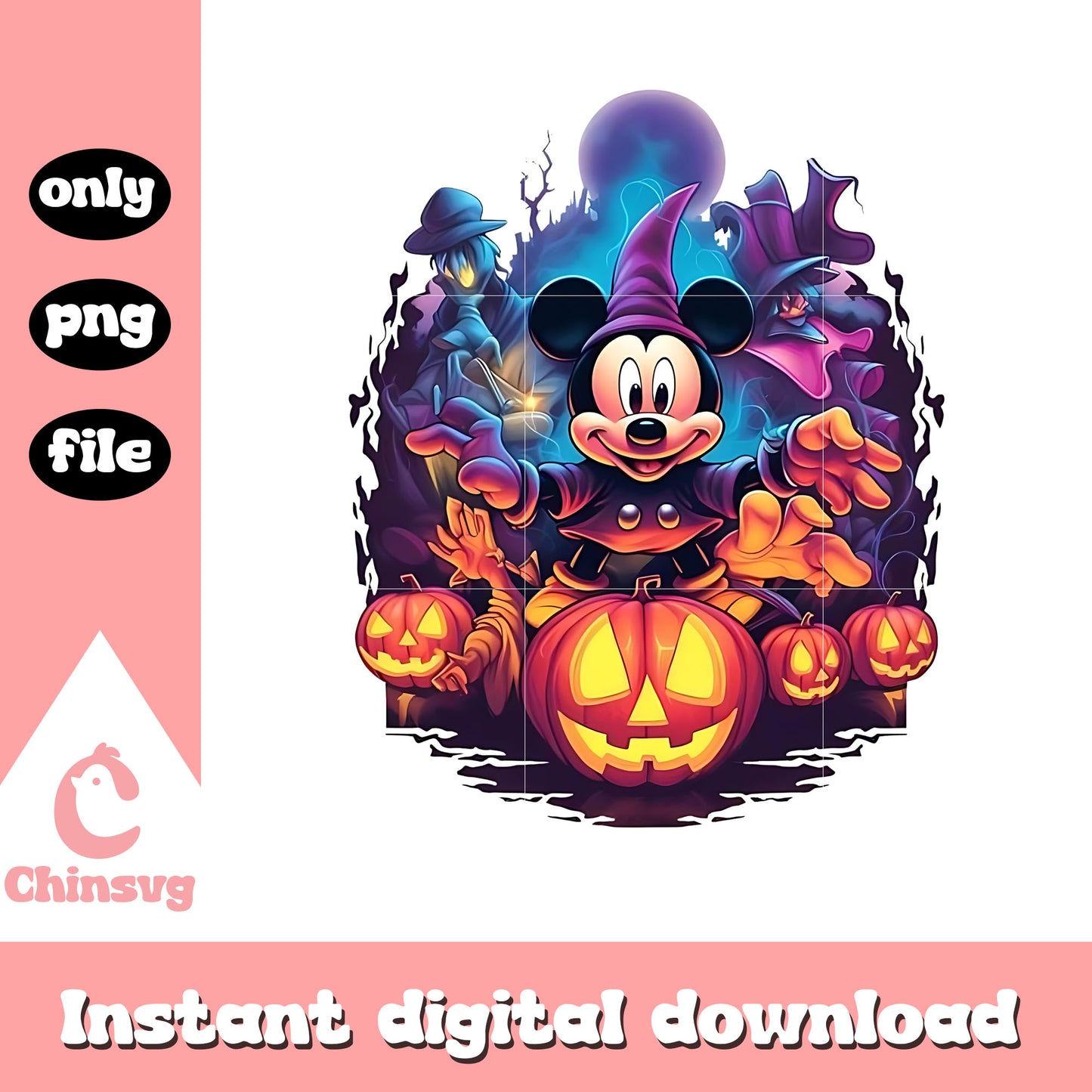 Mickey halloween horror night png, halloween pumpkin png