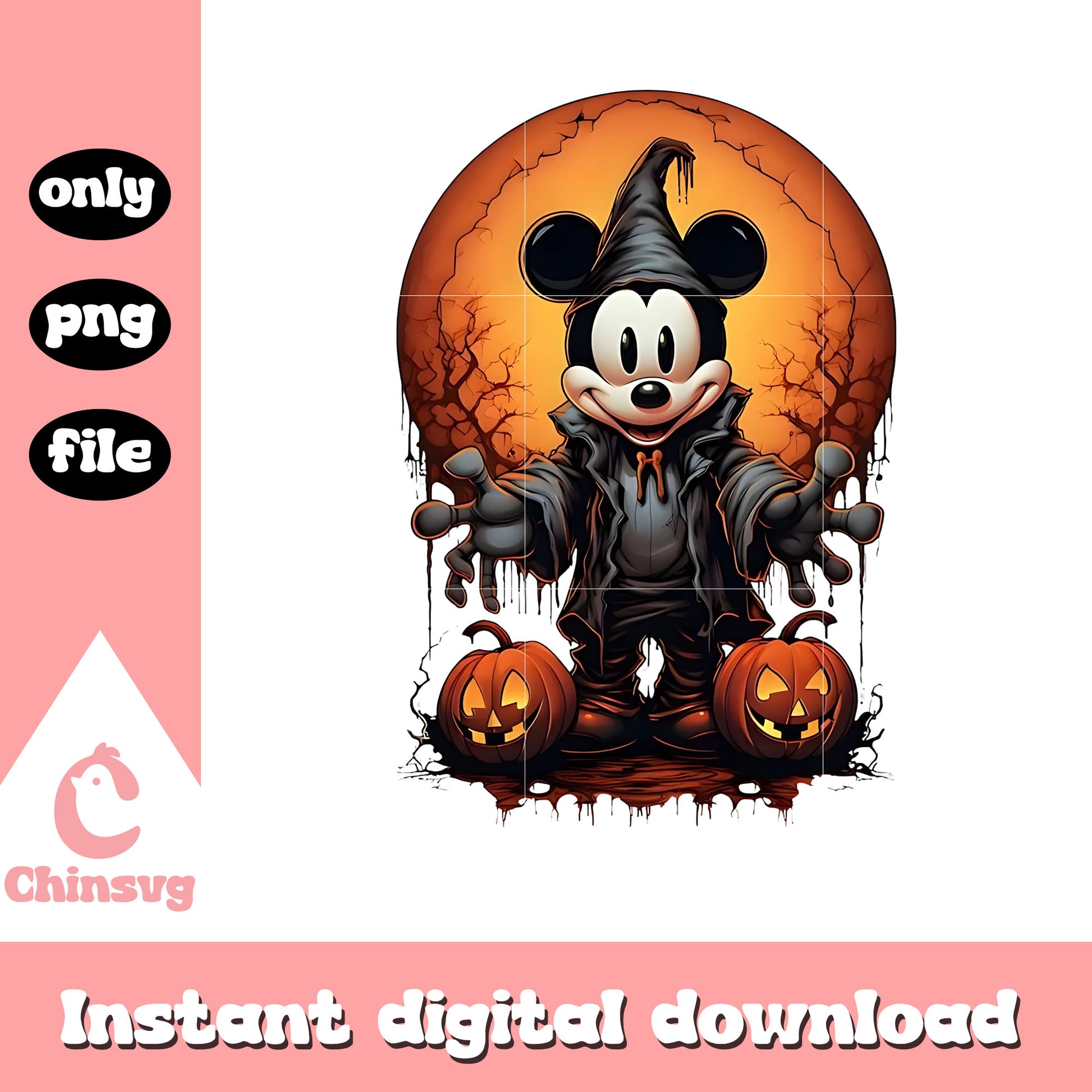 Mickey halloween moon design png, spirit halloween png