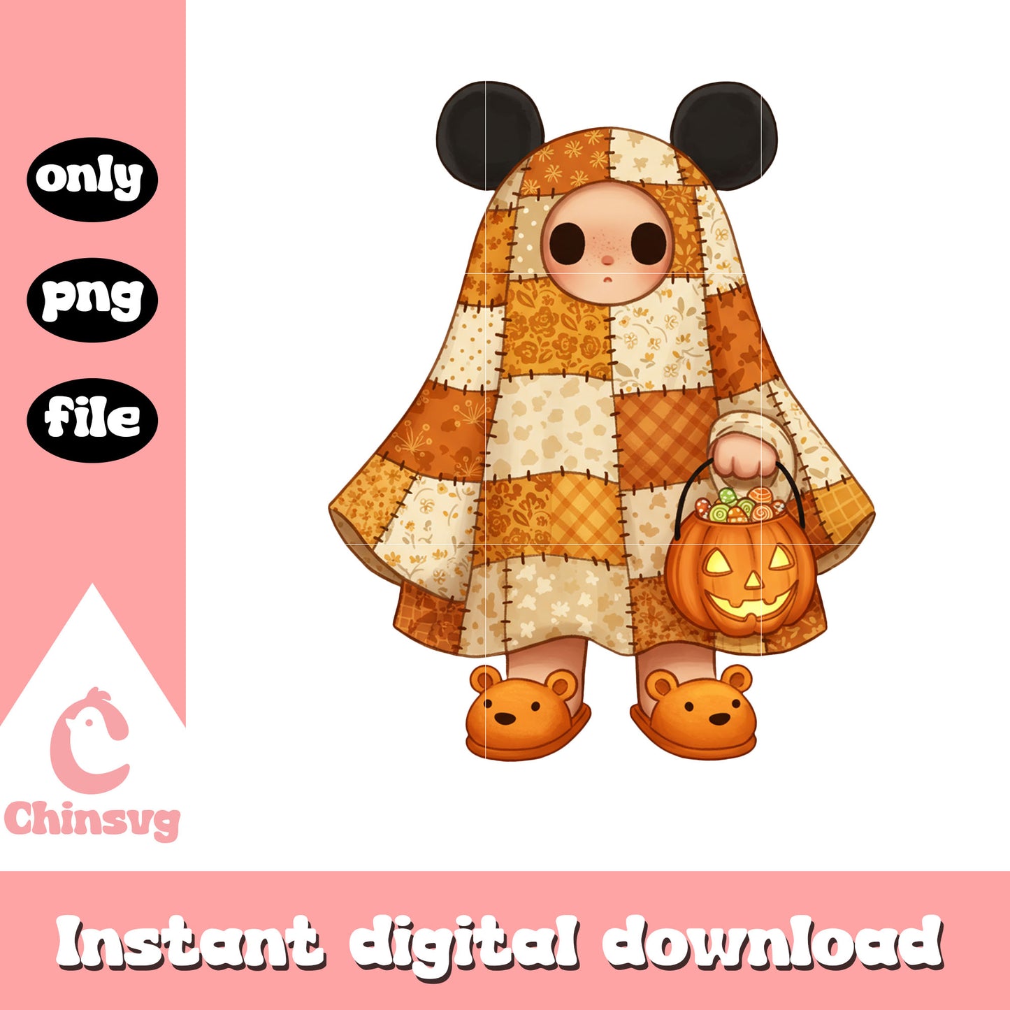 Mickey halloween patchwork cute png, halloween mickey mouse​ png