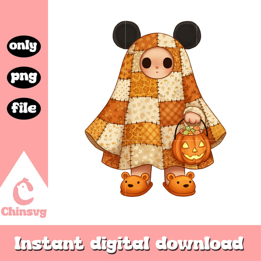 Mickey halloween patchwork cute png, halloween mickey mouse​ png