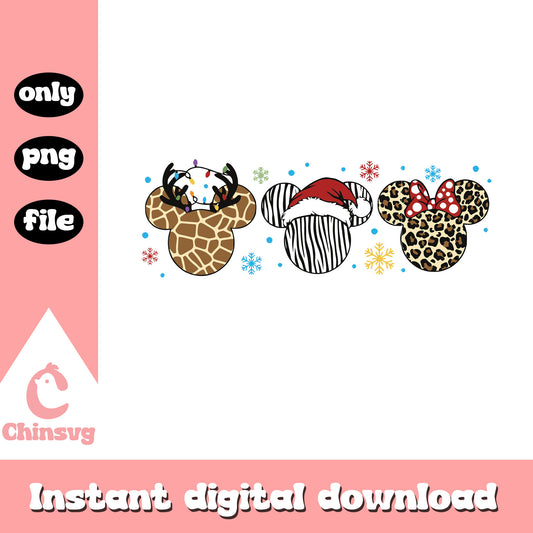 Mickey head animal christmas design png, mickey head christmas png