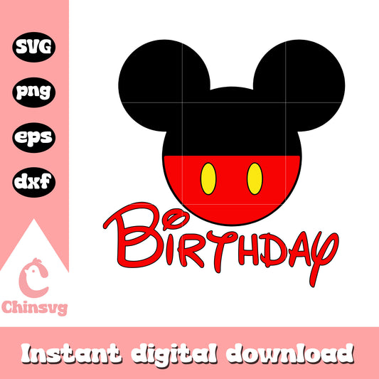 Mickey head birthday design svg, svg mickey mouse head svg