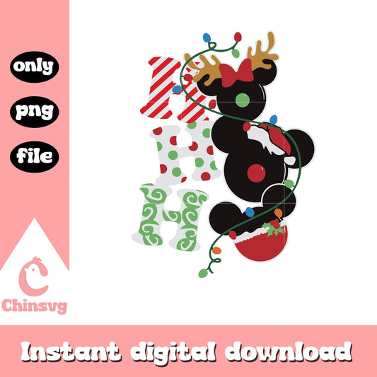 Mickey head black ho ho ho christmas png, mickey christmas head​ png
