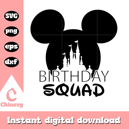 Mickey head castle birthday squad svg, disney castle svg