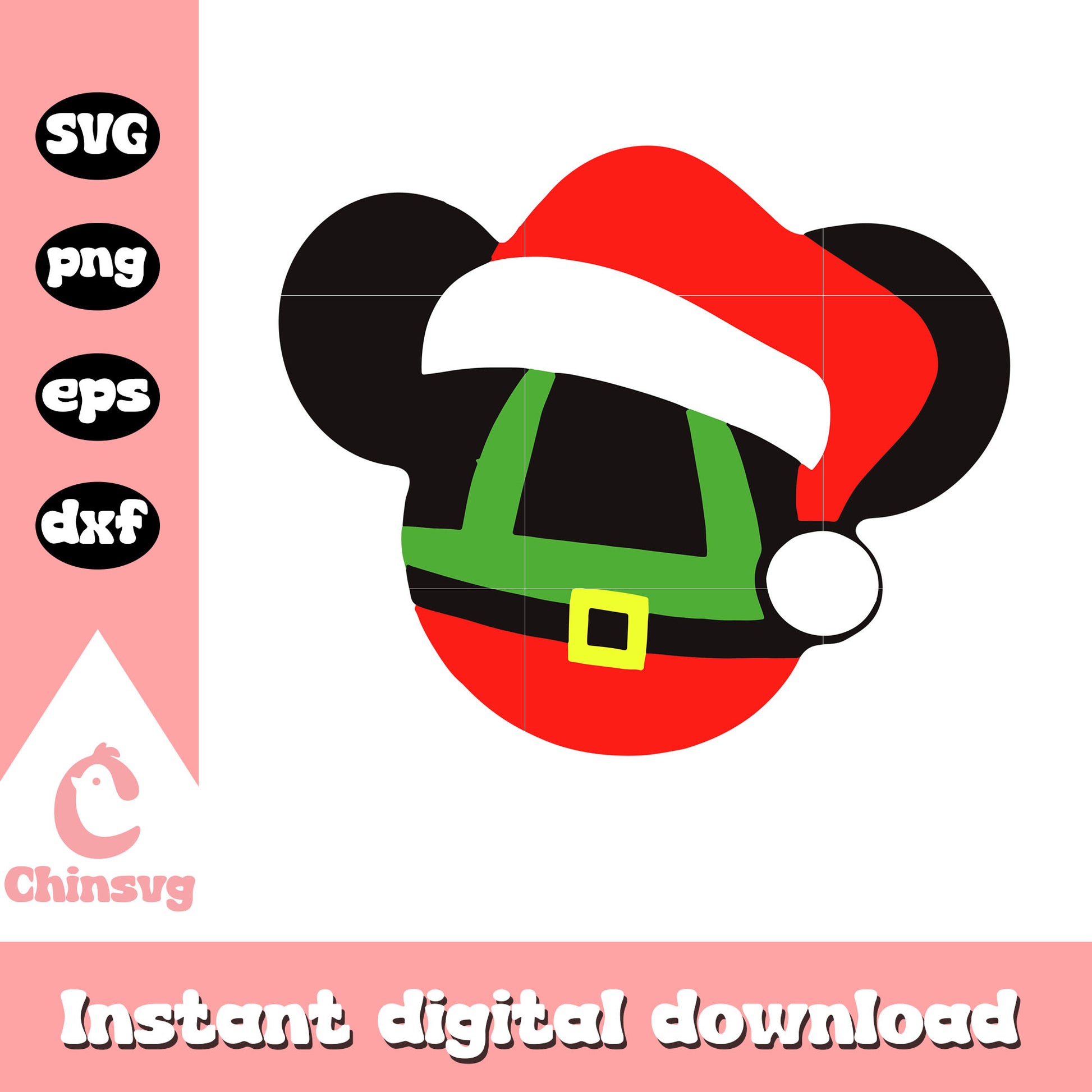 Mickey head christmas elf costume svg, mickey mouse svg