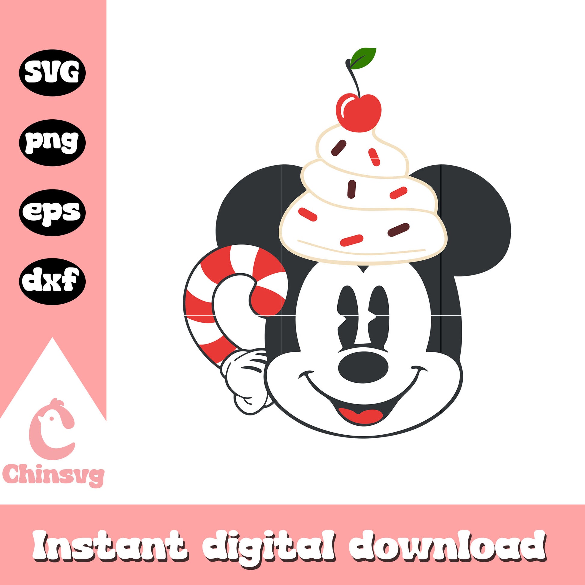 Mickey head cupcake design svg, christmas desserts svg