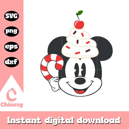 Mickey head cupcake design svg, christmas desserts svg