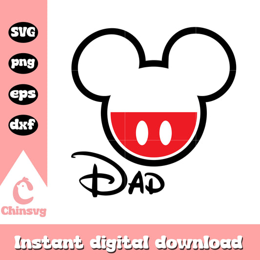 Mickey head dad design svg, Mickey mouse head svg, minnie mouse svg