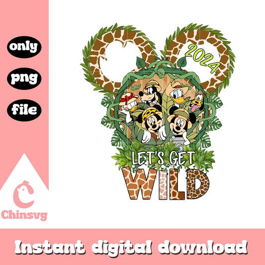 Mickey head design let's get wild png, mickey and friends png