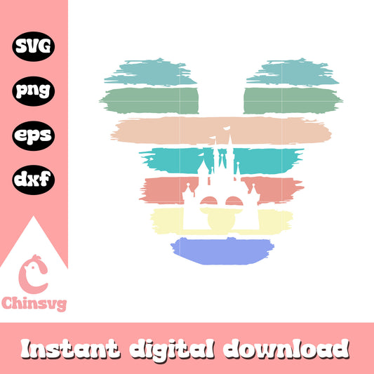 Mickey head disney castle svg, mickey mouse head svg, disney castle svg