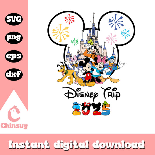 Mickey head disney friends disney trip 2025 svg, disney world trip svg