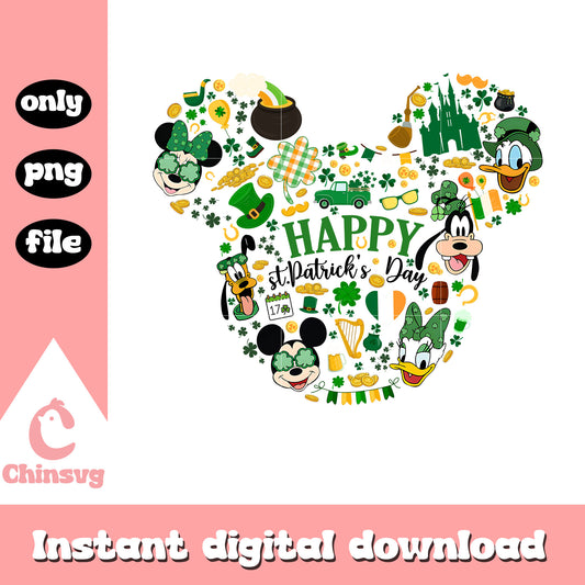 Mickey head doodle happy patrick day png, saint patricks day fact png