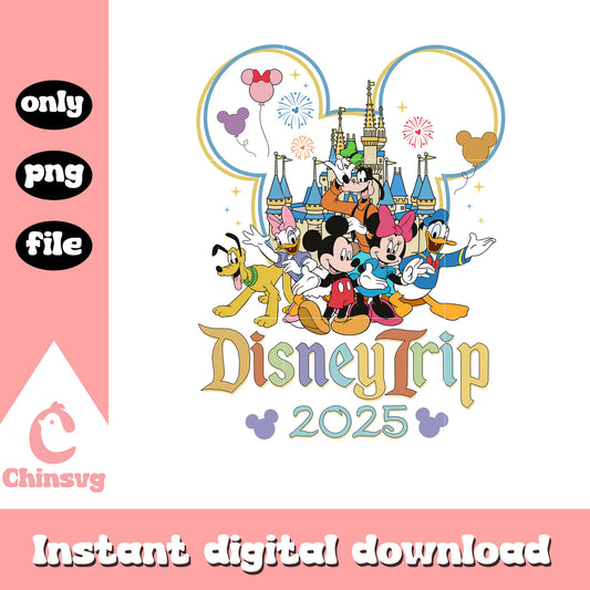 Mickey head friends disney trip 2025 png, mickey and friends png