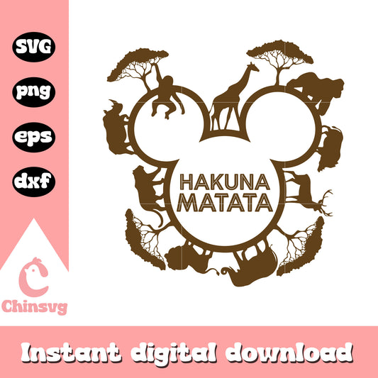 Mickey head hakuna matata svg, the lion king svg, mickey head svg