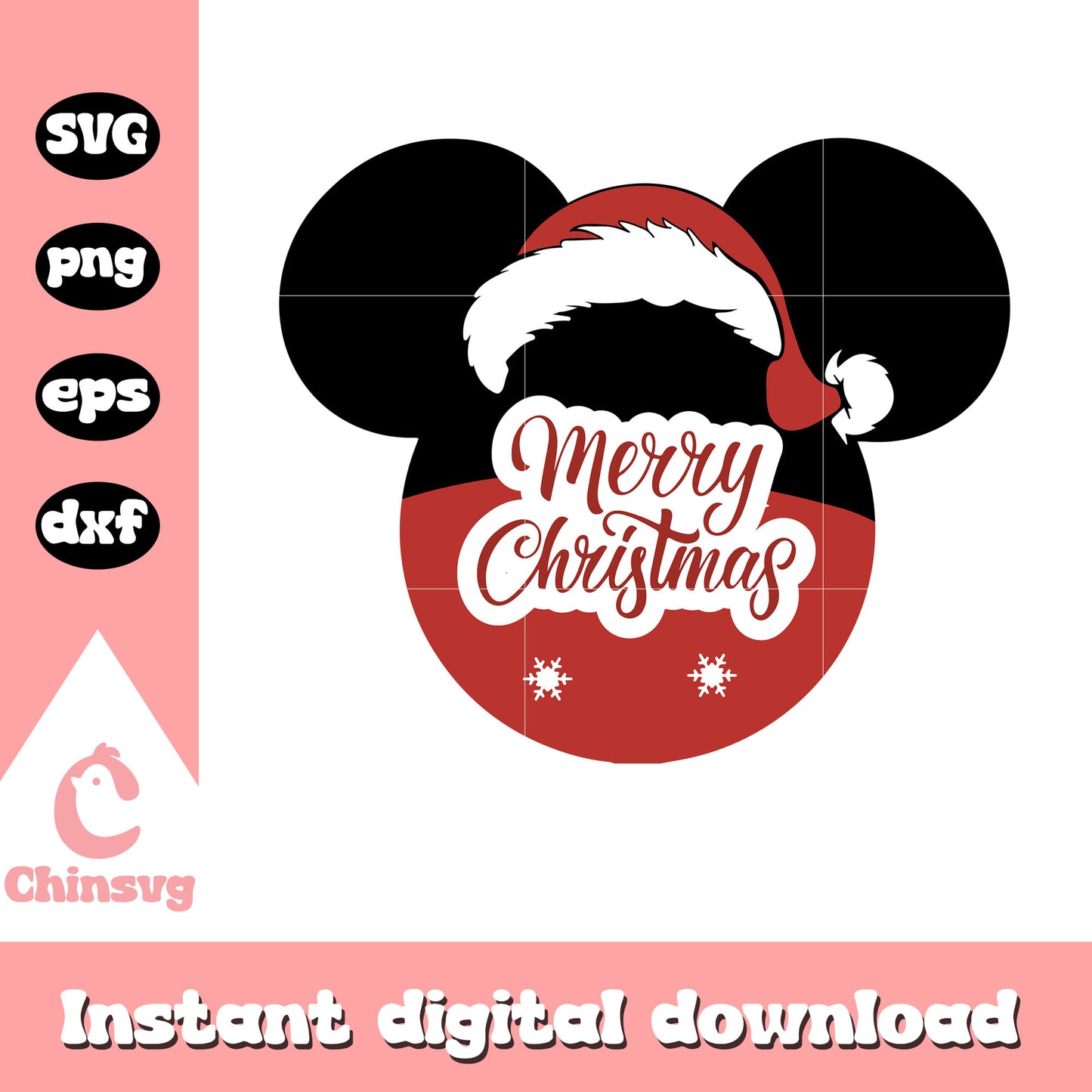 Mickey head merry christmas svg, christmas mickey mouse svg