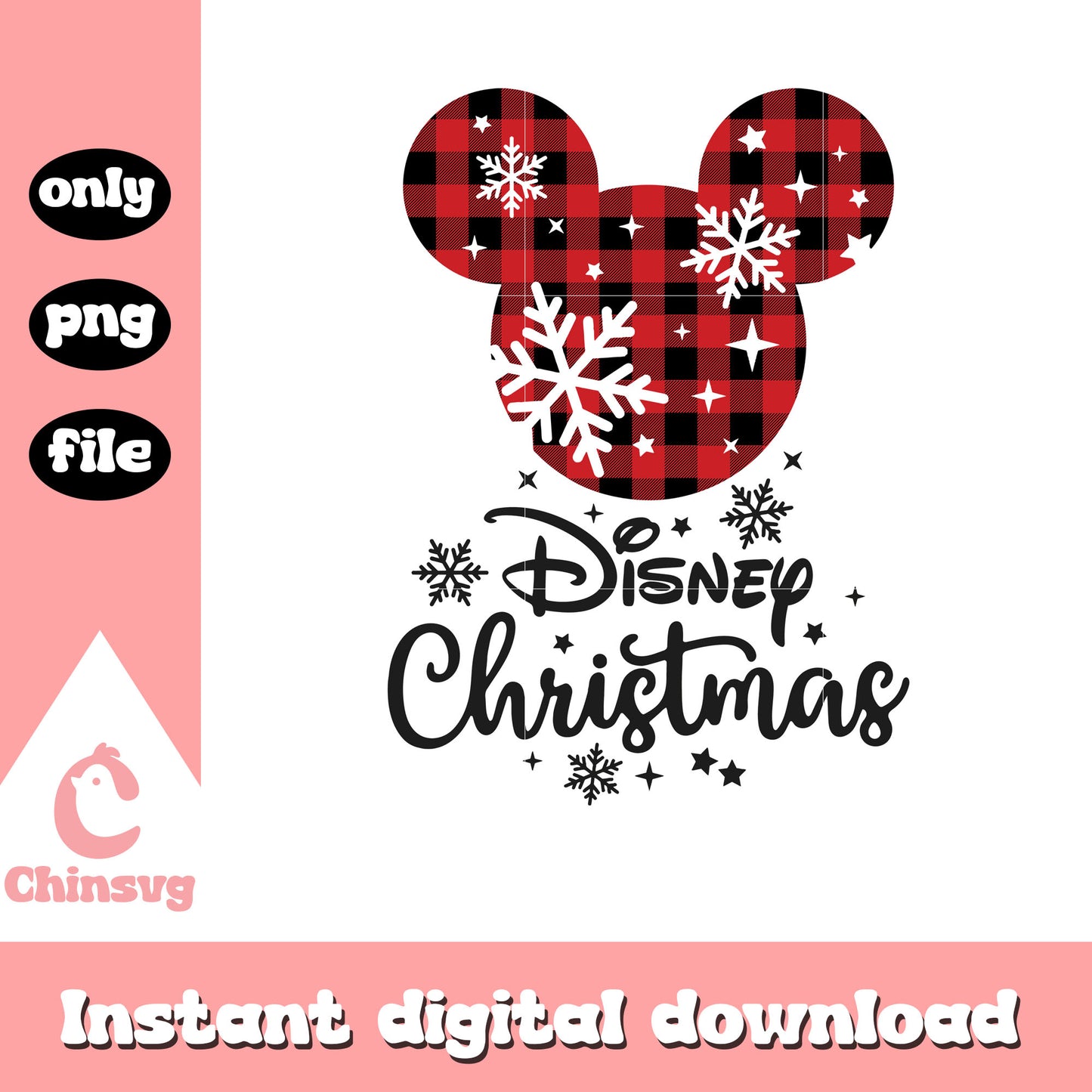 Mickey head plaid disney christmas png, christmas mickey head​ png