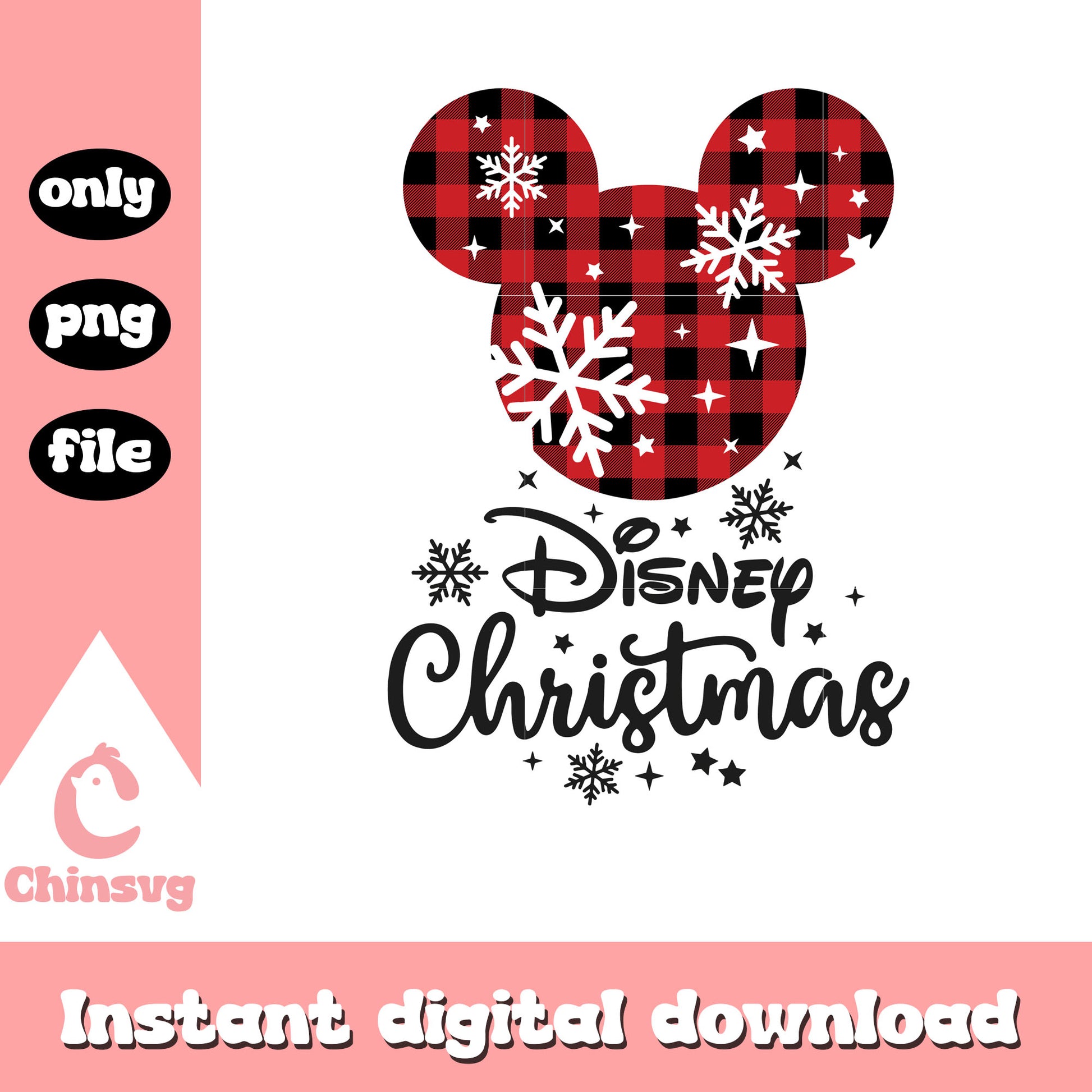 Mickey head plaid disney christmas png, christmas mickey head​ png