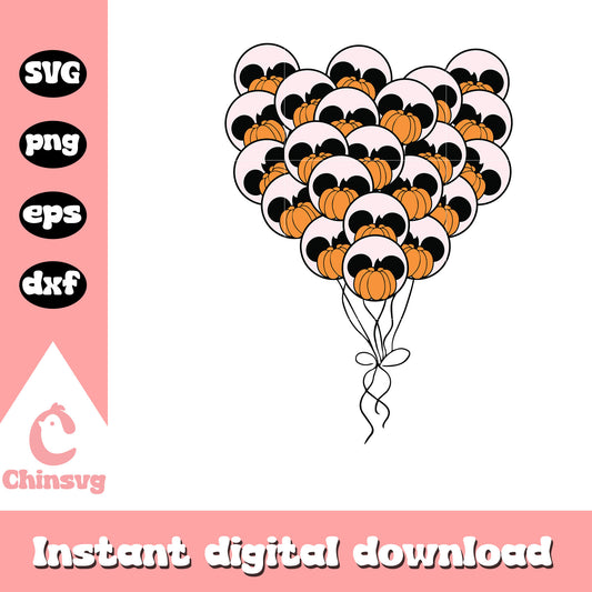 Mickey head pumpkin balloon svg, mickey head svg, halloween svg