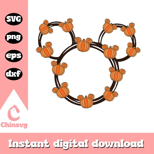 Mickey head pumpkin design svg, mickey head svg, halloween svg