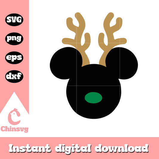 Mickey head reindeer christmas day svg, minnie mouse svg